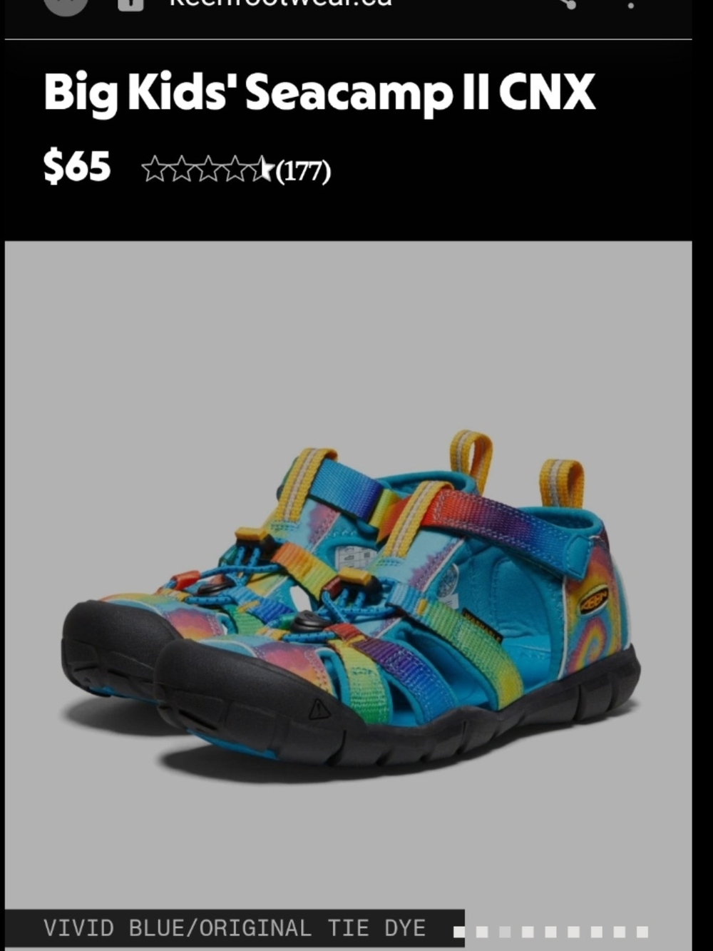 Keen Kids' Seacamp II CNX Sandal in Vivid Blue Tie-Dye,Size 1
